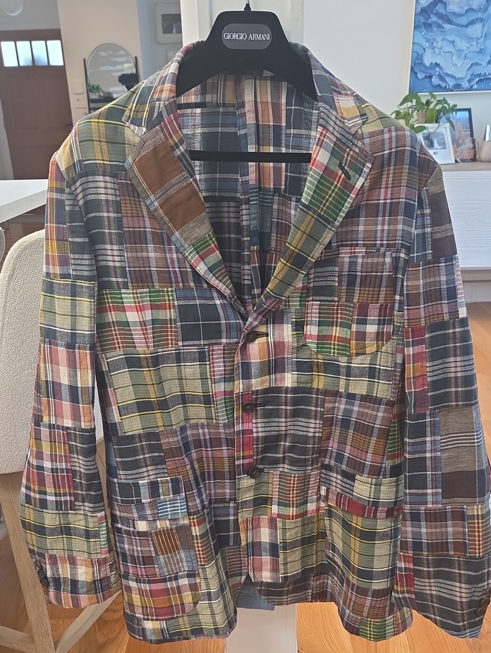 Polo by Ralph Lauren Men's Multicolor Patchwork Madras Plaid Sport Coat (42L)